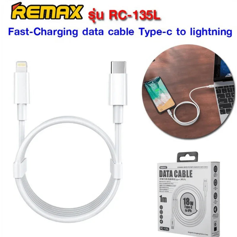 Remax fast-charging type-c to lightning data cable rc-135l - Prozone