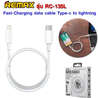 Remax fast-charging type-c to lightning data cable rc-135l - Prozone