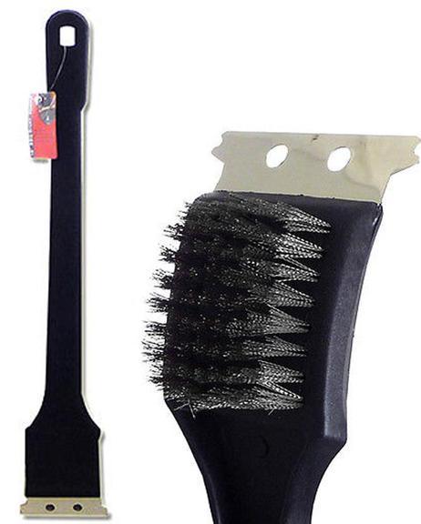 18 inche bbq grill brush with metal bristles & steel scraper - Prozone