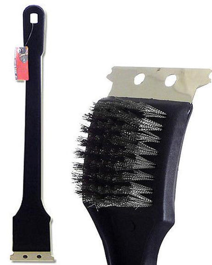 18 inche bbq grill brush with metal bristles & steel scraper - Prozone