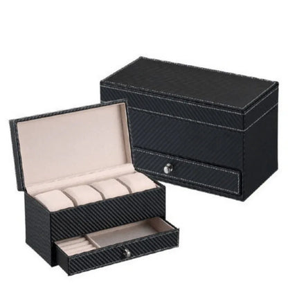 Rectangle leather watch and jewelry box with drawer - Prozone
