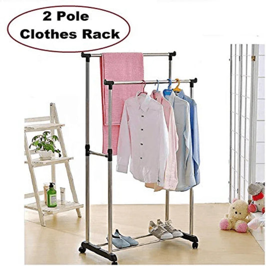 Stainless steel double pole cloth hanging rack - Prozone
