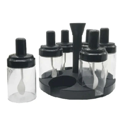 6 in 1 spice condiments bottles container with rotating rack - Prozone