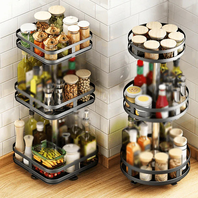 3 layer 360 degree rotating iron storage rack - Prozone