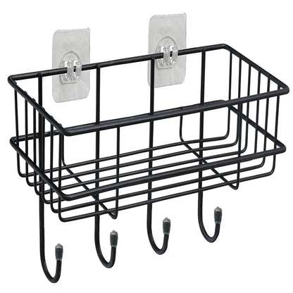 Self-adhesive multipurpose bathroom shelf with hooks - Prozone