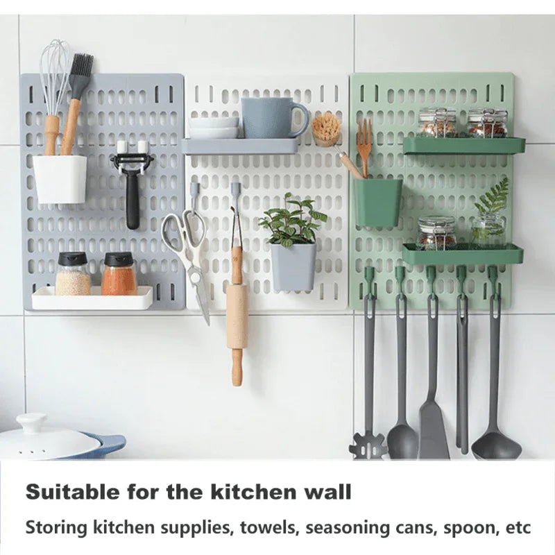 Room kitchen decor hole board wall shelf hooks - Prozone