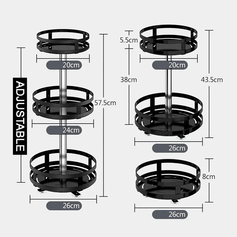 2 layer 360 degree rotating iron storage rack - Prozone