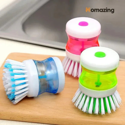 Dish washing brush with liquid dispenser storage stand - Prozone