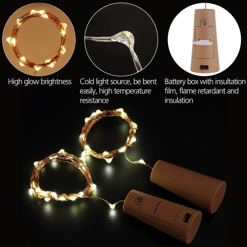 Wine bottle lights with cork led string light - Prozone