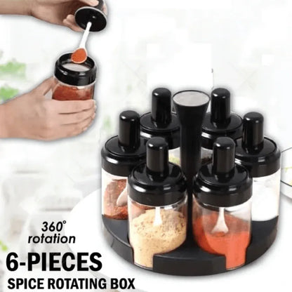 6 in 1 spice condiments bottles container with rotating rack - Prozone
