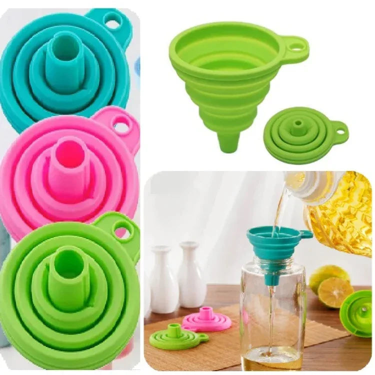 Folding silicone funnel for kitchen multicolor - Prozone
