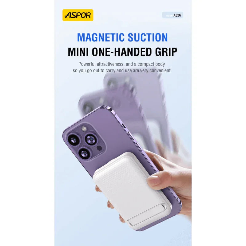 Aspor 10000mah a326 digital display magnetic wireless power bank - Prozone