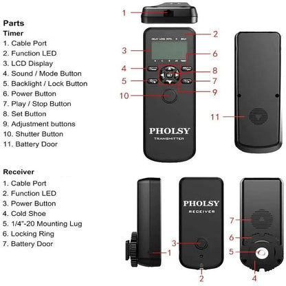 Pholsy wireless shutter remote control with digital timer - Prozone