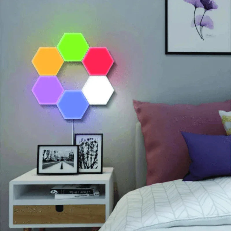 3 pcs hexagonal colorful sensor wall light - Prozone