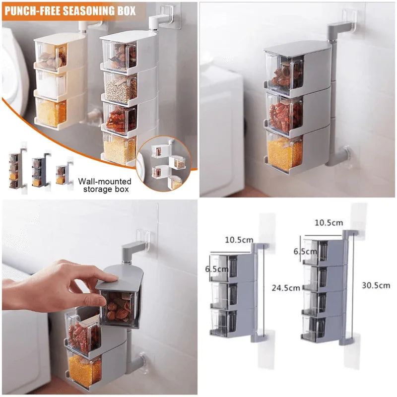 Punch-free wall-mounted spice rack 4 layer - Prozone