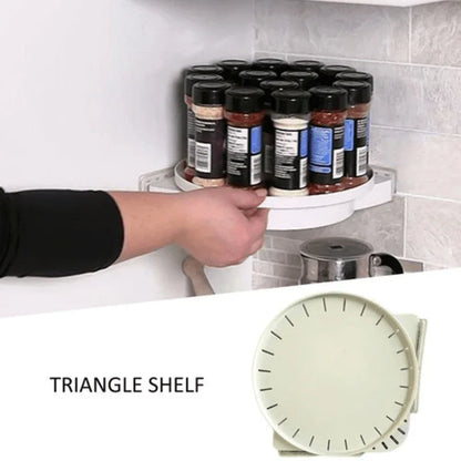 Punch free 360 degree rotating triangle shelf storage rack - Prozone