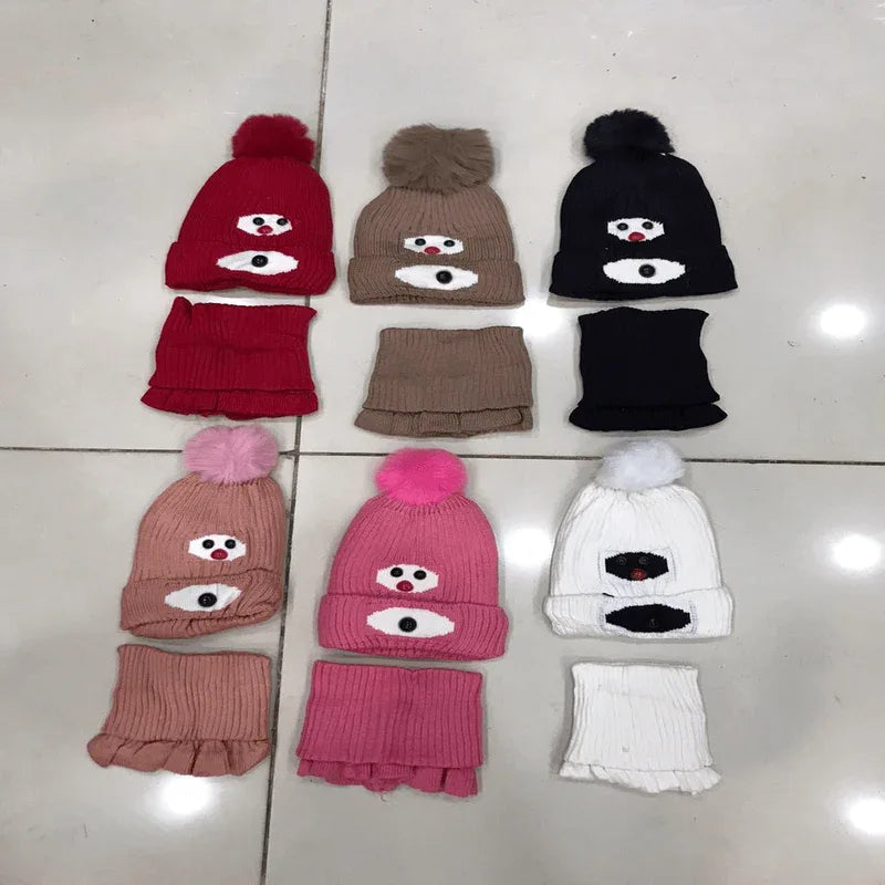 2 pcs set high quality cartoon face winter cap - Prozone