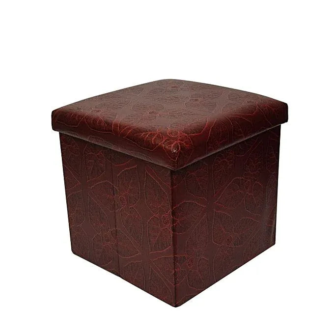 Folding storage ottoman foot rest & stool - maroon - Prozone