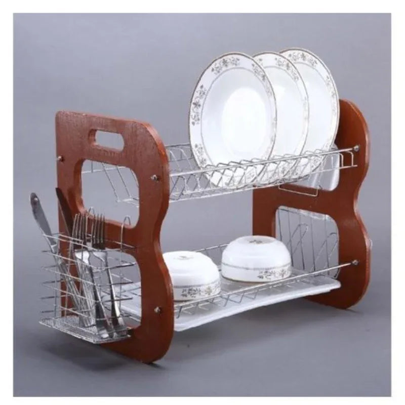 2 layer dish rack with wooden side - Prozone