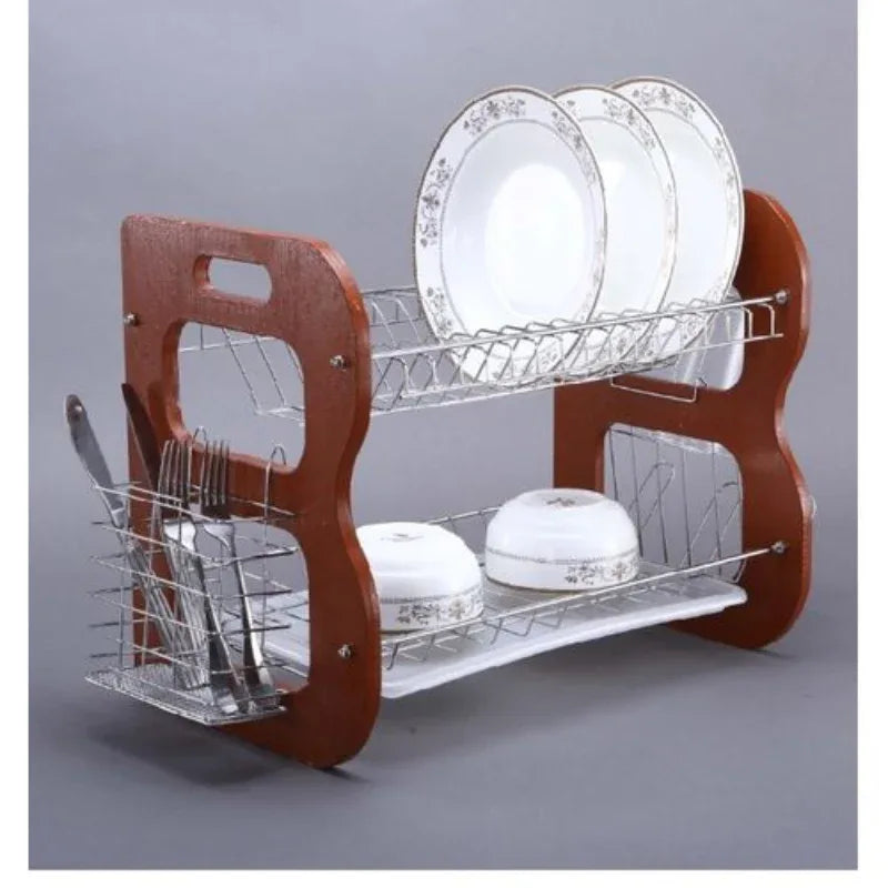 2 layer dish rack with wooden side - Prozone