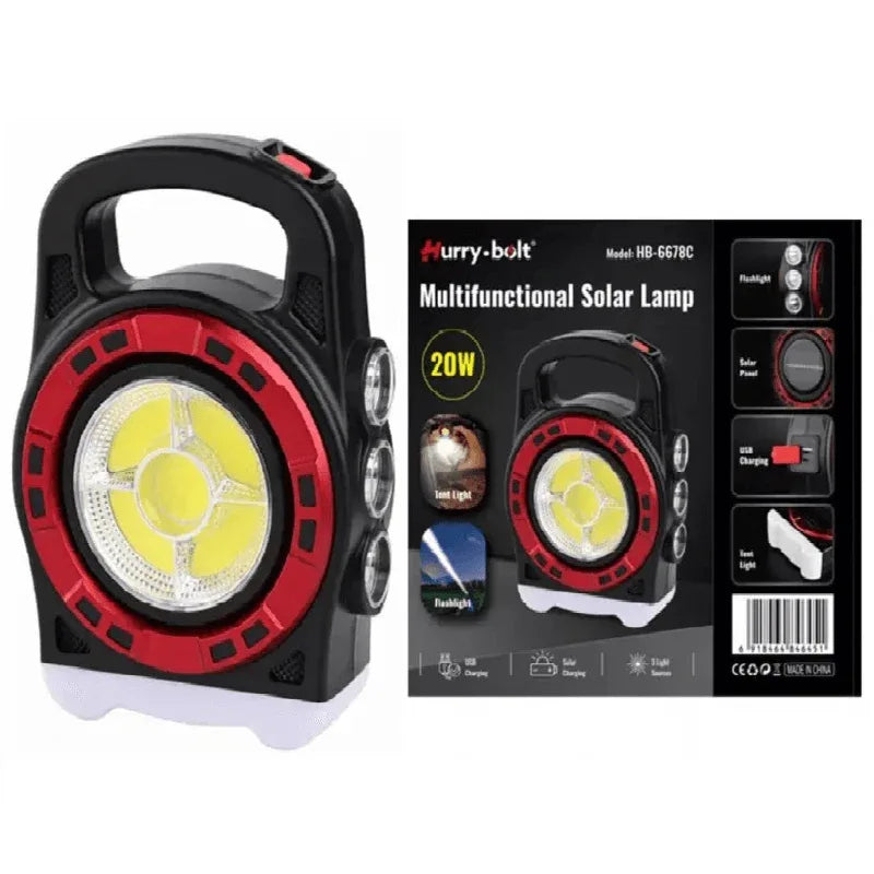 Hb-6678c 20w ergonomic multi-functional portable solar lamp - Prozone