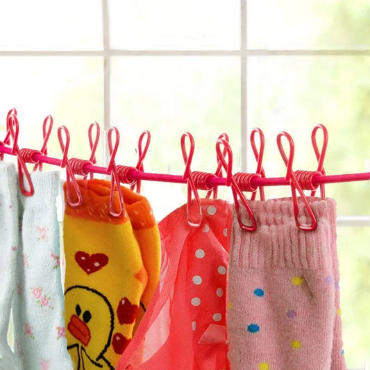 Portable Elastic Rope Washing Line With 12 Clips - Prozone