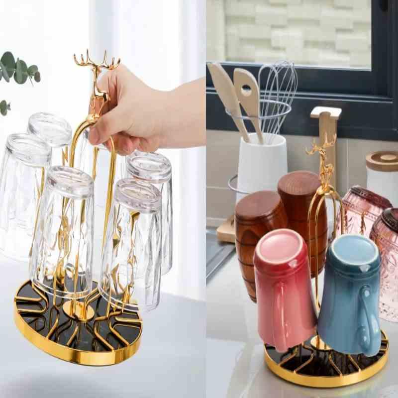 CUPS and MUG Stand Golden Metal Holders Rack - Prozone