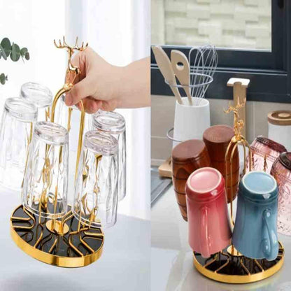 CUPS and MUG Stand Golden Metal Holders Rack - Prozone