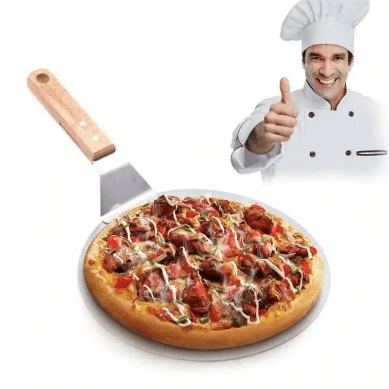Stainless steel pizza pan spatula with wood handle - Prozone