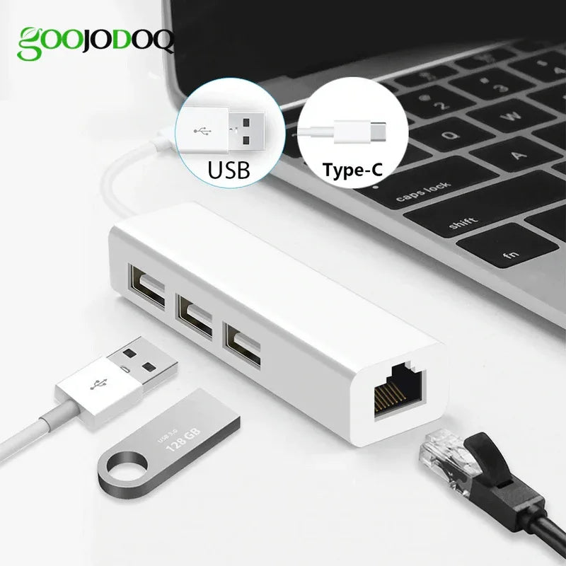 Usb ethernet 3 port usb hub lan network card to ethernet adapter - Prozone