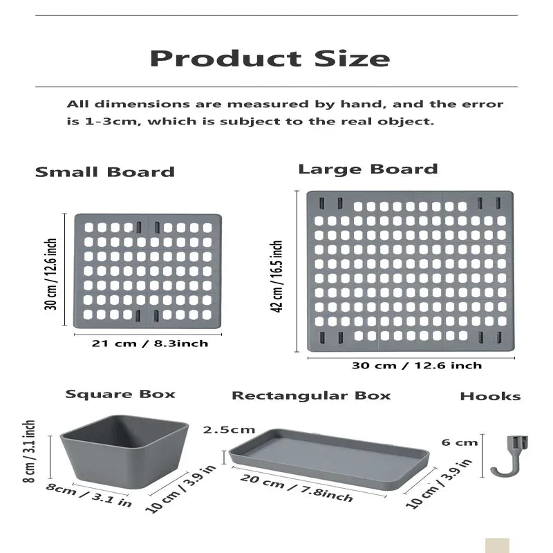 Room kitchen decor hole board wall shelf hooks - Prozone