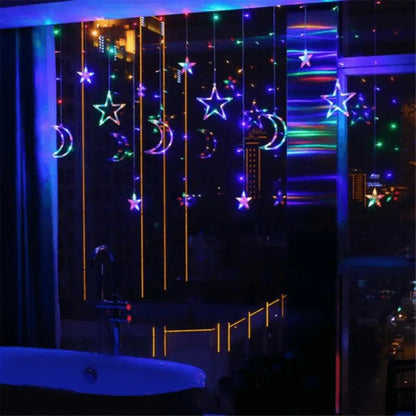 3.5m star moon string lights lamp curtain led - Prozone