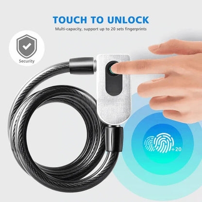 Smart bike bicycle usb fingerprint lock cable - Prozone