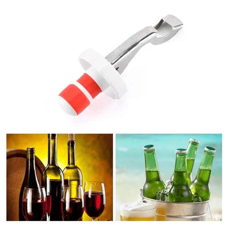 Multi-function stainless bottle opener silicone stopper - Prozone