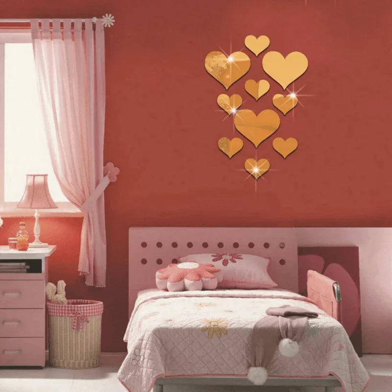 18 pcs hearts acrylic wall sticker - Prozone