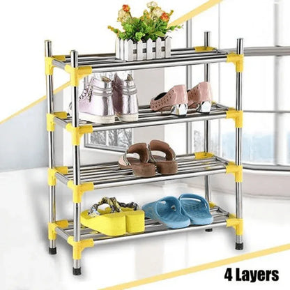 Stainless steel simple fashion 4 tier shoe rack - Prozone