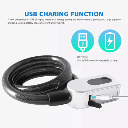 Smart bike bicycle usb fingerprint lock cable - Prozone