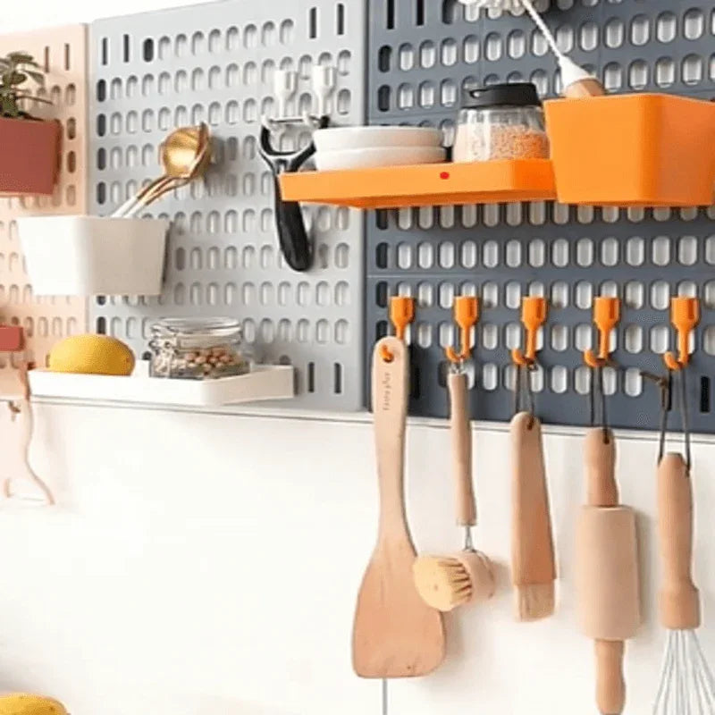 Room kitchen decor hole board wall shelf hooks - Prozone