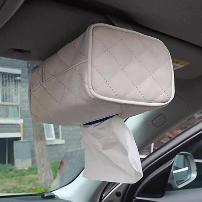 1 pc car hanging tissue paper box beige