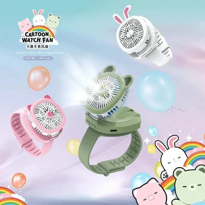 Cartoon watch portable mini fan with usb rechargeable cooling fan - Prozone