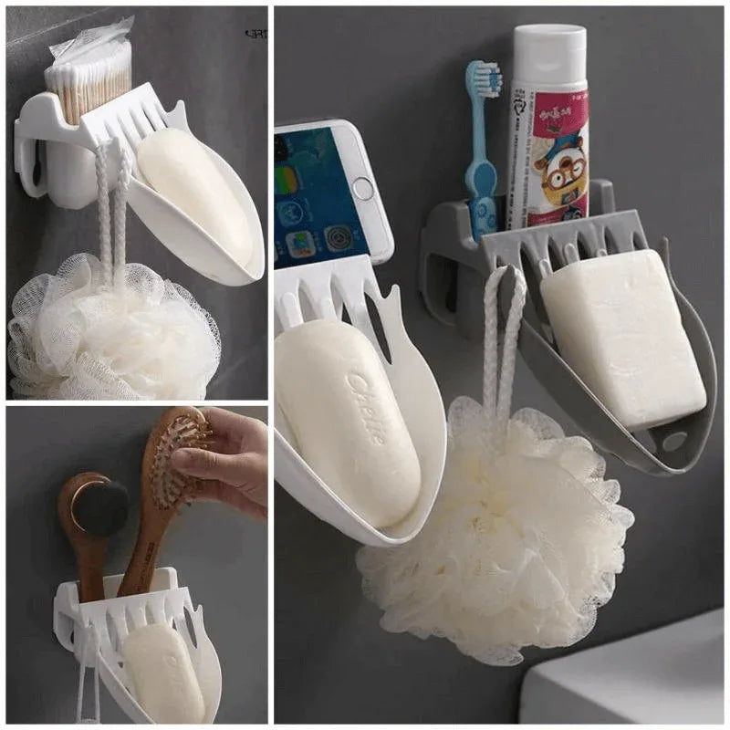 2 pcs set wall mounted soap dish holder with towel hooks - Prozone