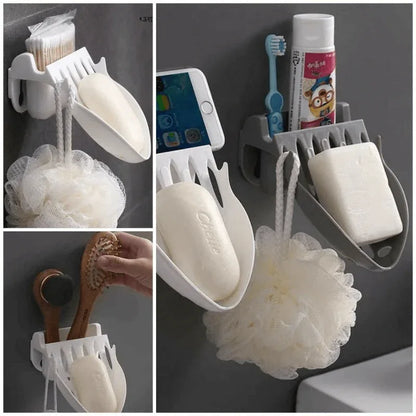 2 pcs set wall mounted soap dish holder with towel hooks - Prozone
