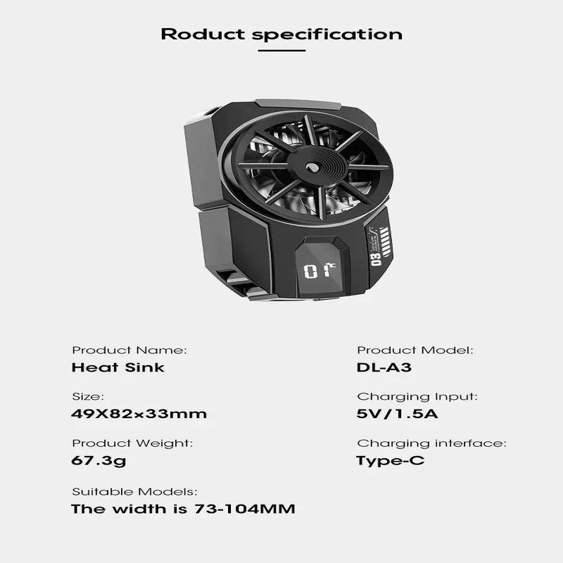 Portable dla3 mobile phone radiator cooling fan digital display - Prozone