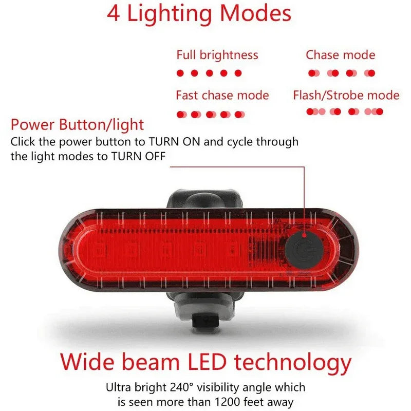 Rechargeable waterproof bicycle waring rear tail light - Prozone