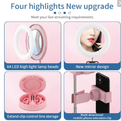 Portable led ring light & mirror phone stand - Prozone