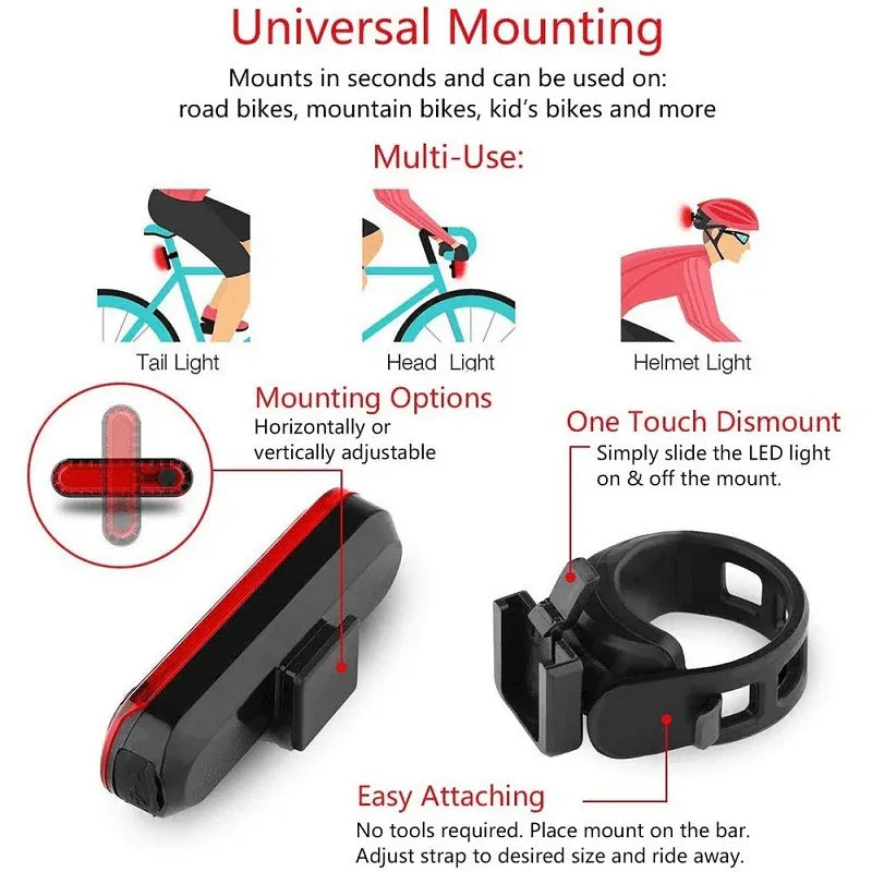 Rechargeable waterproof bicycle waring rear tail light - Prozone