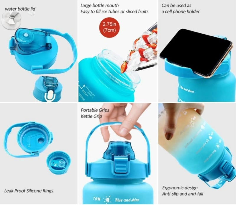 3pcs gradient plastic sports water bottle - Prozone