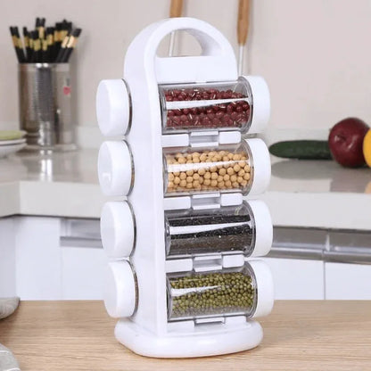 Revolving spice rack organizer with jars - Prozone