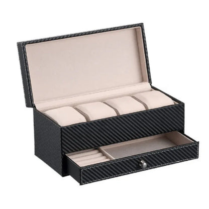 Rectangle leather watch and jewelry box with drawer - Prozone