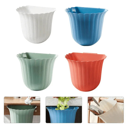 2 pcs kitchen hanging plastic trash can flower shape - Prozone